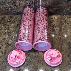 Two (2) STARBUCKS Insulated, 16 fl oz liquid, Pink Tumblers, NWT